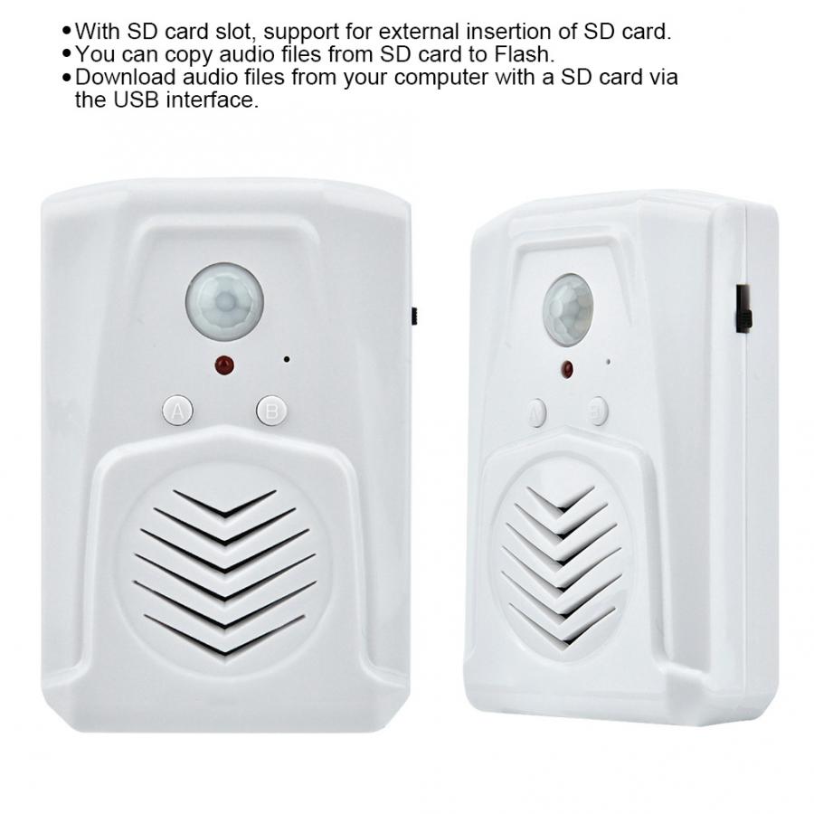 Sensor Motion Alarm MP3 Player Infrared Induction Wireless PIR Doorbell Alarm for Safety Voice Reminder Welcome Door Bell