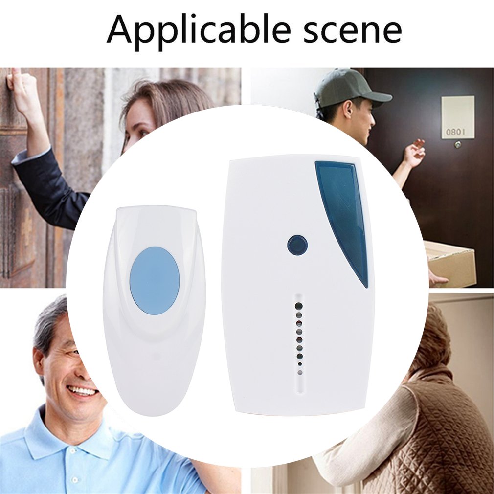Wireless Doorbell 30m Range Cordless Music Door Bell With LED Light Remote Control Home Security System Easy Installation