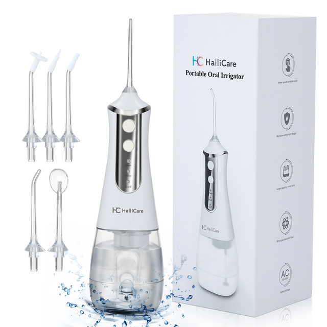 Portable Oral Irrigator Water Flosser Dental Water Jet Tools Pick Cleaning Teeth 5 Nozzles Mouth Washing Machine Floss