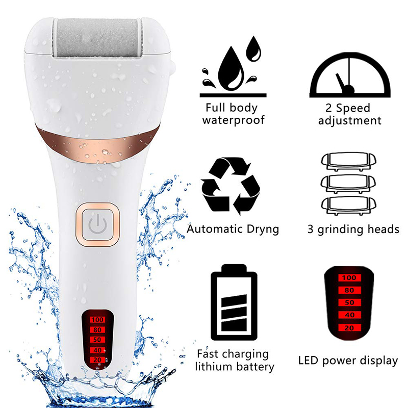 Electric Rechargeable Foot Grinder Exfoliating Foot Repair Machine Waterproof Dead Hard Skin Callus Remover Pedicure