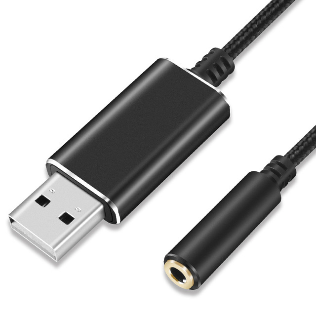 1M External USB Sound Card 2 in 1 USB to 3.5mm Audio Jack Earphone Mic Stereo Audio Adapter for PC Notebook PS4