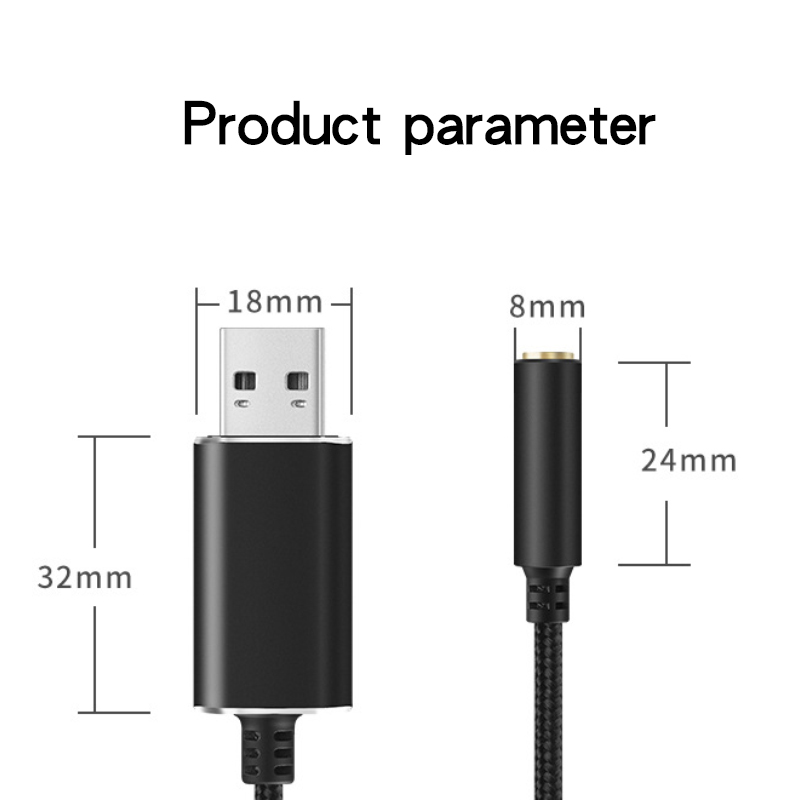 1M External USB Sound Card 2 in 1 USB to 3.5mm Audio Jack Earphone Mic Stereo Audio Adapter for PC Notebook PS4