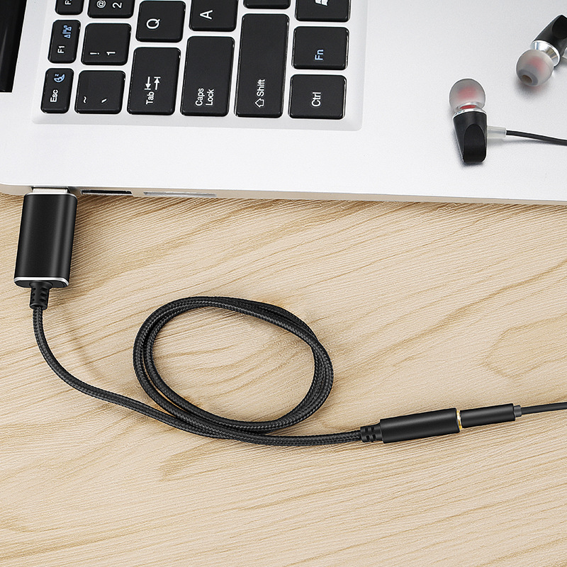 1M External USB Sound Card 2 in 1 USB to 3.5mm Audio Jack Earphone Mic Stereo Audio Adapter for PC Notebook PS4