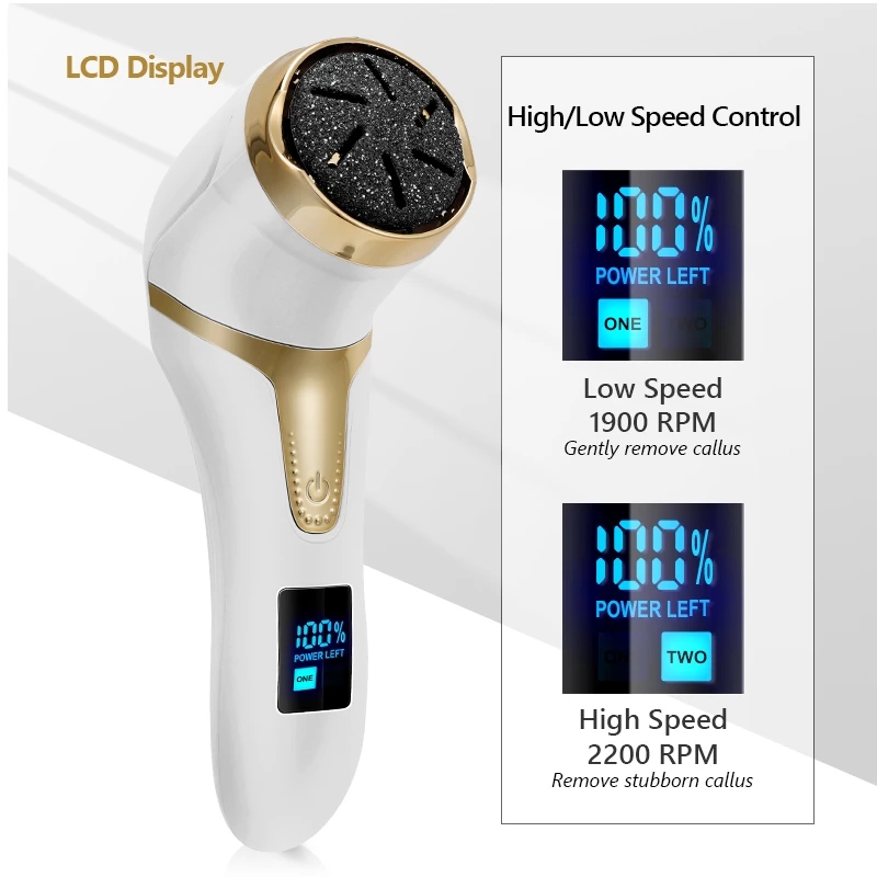 LED digital electric foot grinder vacuum cleaner hard cracked dead skin calluses exfoliating pedicure tool