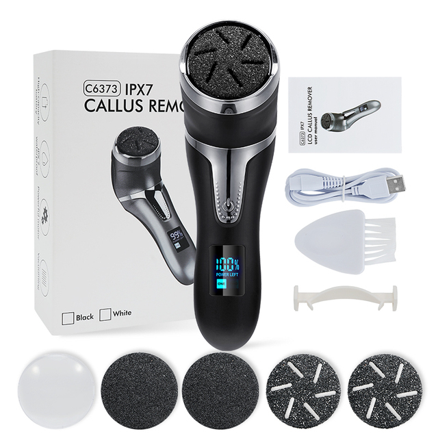 LED digital electric foot grinder vacuum cleaner hard cracked dead skin calluses exfoliating pedicure tool