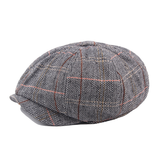Hats For Men Plaid Male Vintage Beret Peaky Blinder Style Checkered Duckbill Hat British Gatsby Style Flat Cap