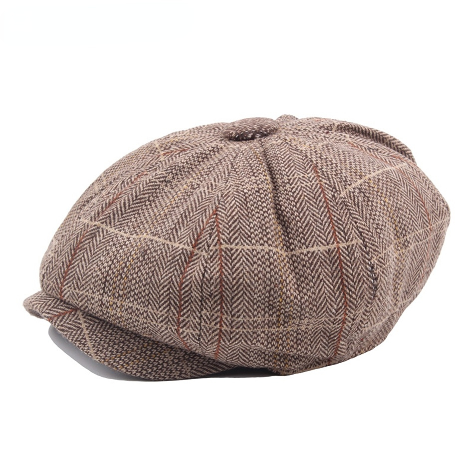 Hats For Men Plaid Male Vintage Beret Peaky Blinder Style Checkered Duckbill Hat British Gatsby Style Flat Cap