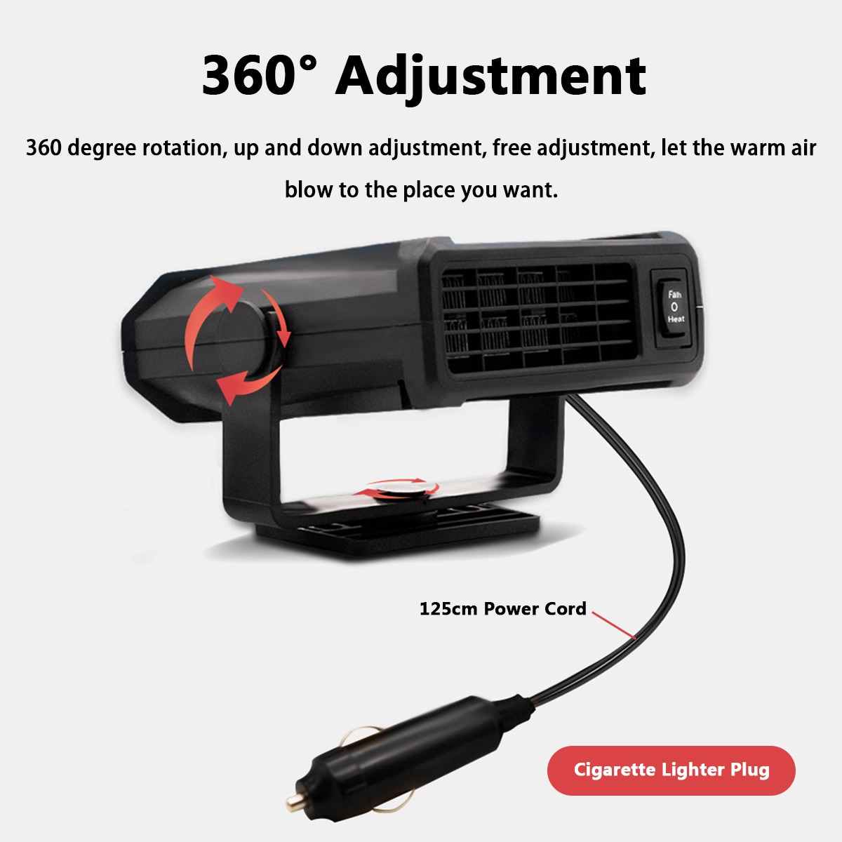 4 IN 1 150W 12V/24V Car Heater Potable Auto Heater Defroster Electric Fan Heater Windscreen Defogging Defrost Ventilation