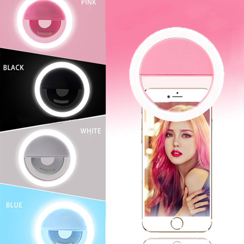 USB Rechargeable LED Selfie Ring Light For Phone Clip Round Circle Portable Mini Ringlight Flash