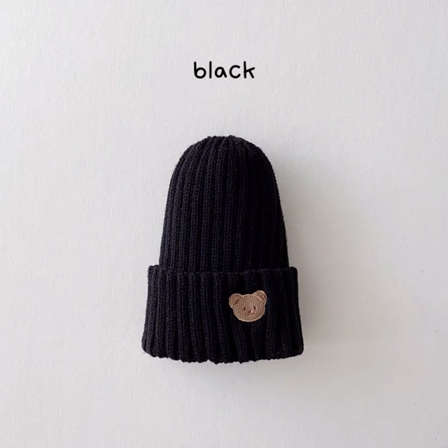 Kids boys Hat Candy Color Baby Boys Knit Hat Baby Girls Bear Head Embroidery Kids Knitted Hat