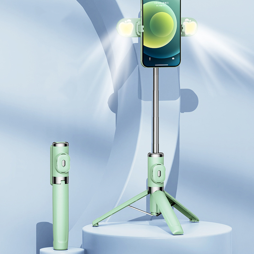 Mini Bluetooth Tripod Selfie Stick Double Fill Light Mobile Phone Live Photo Portable Selfie Stick Tripod For Huawei Xiaomi