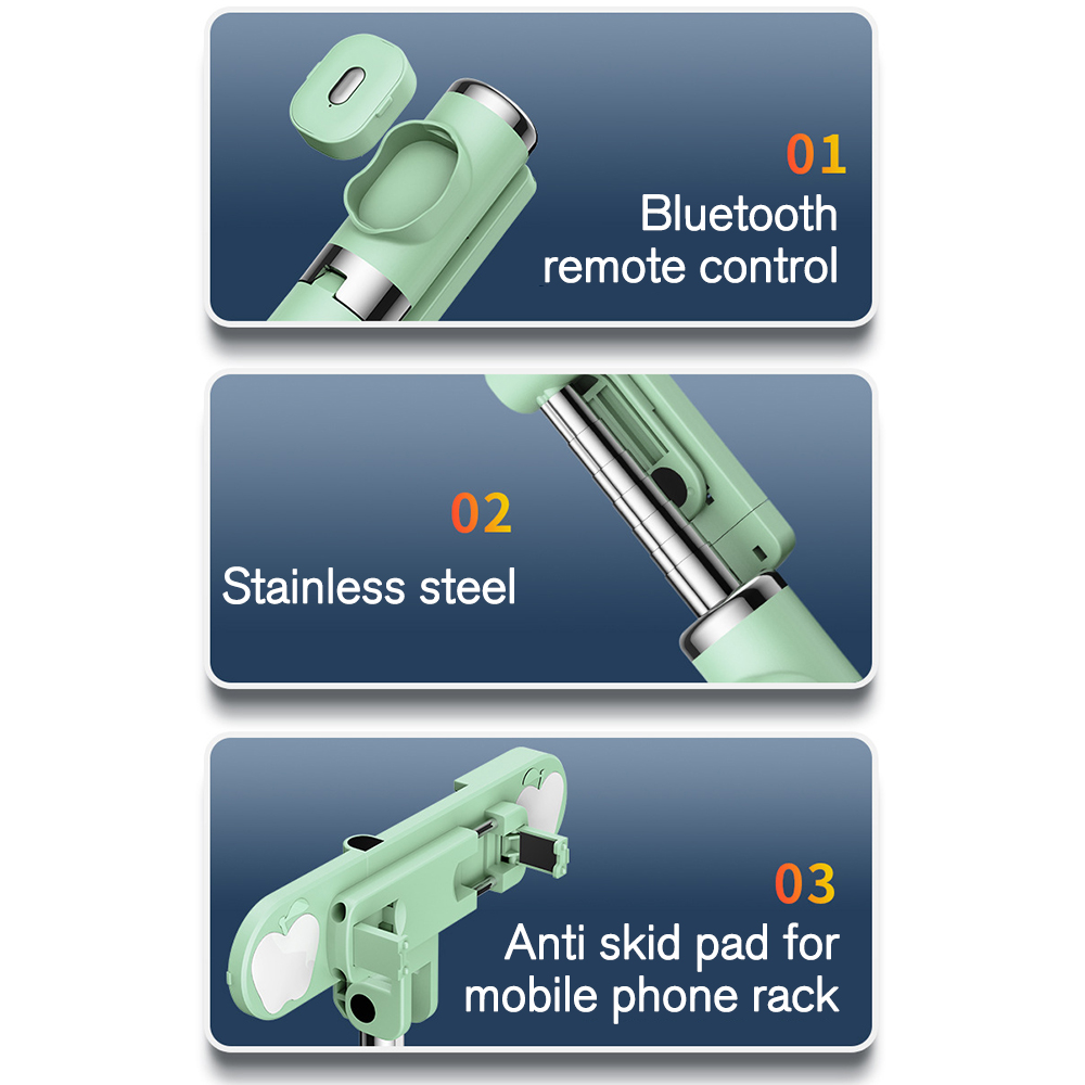 Mini Bluetooth Tripod Selfie Stick Double Fill Light Mobile Phone Live Photo Portable Selfie Stick Tripod For Huawei Xiaomi