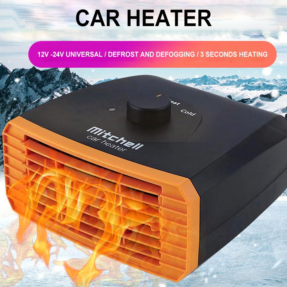12V-24V Portable Car Heater Fast Heating Defogger Heat Cooling Fan 15*16CM For Car Truck Van Self-driving Travel Camping Camping