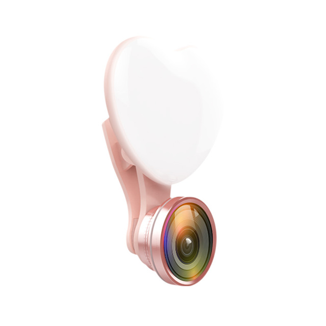 Camera Mobile Phone photographic led Portable selfie ring light RK47 rechargeable with Fisheye lens photography lights lamp