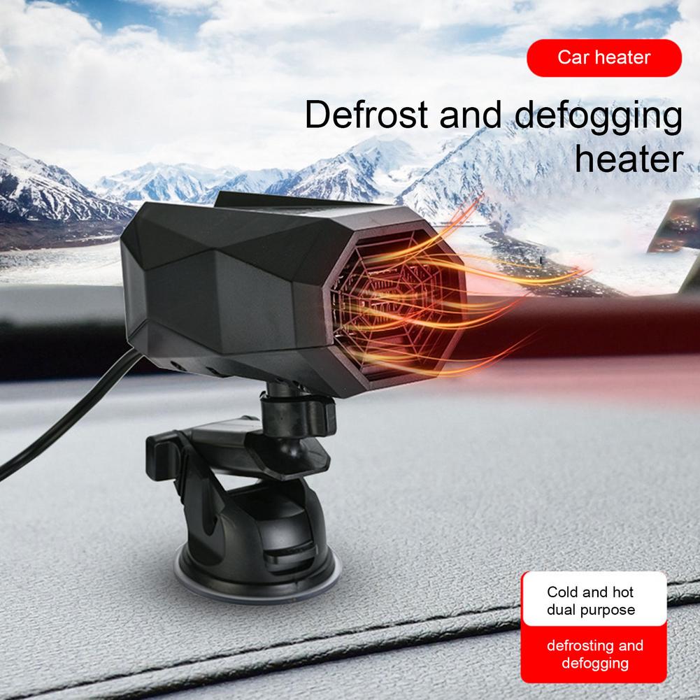 12V/24V 150W Car Heater Portable Suction Cup Shape Heating Fan 360-degree Rotatin Windshield Defogging Defroster Car Accessories