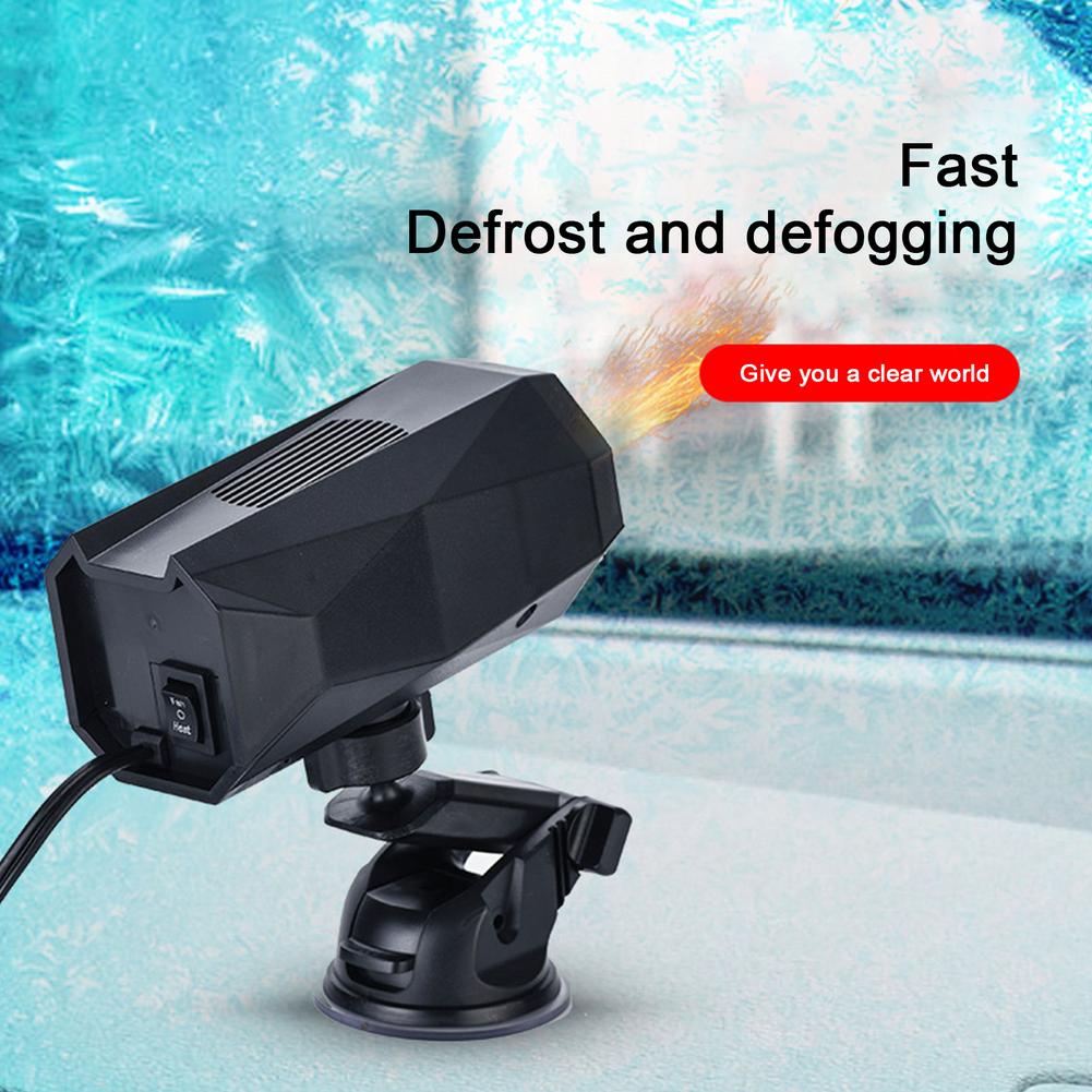 12V/24V 150W Car Heater Portable Suction Cup Shape Heating Fan 360-degree Rotatin Windshield Defogging Defroster Car Accessories