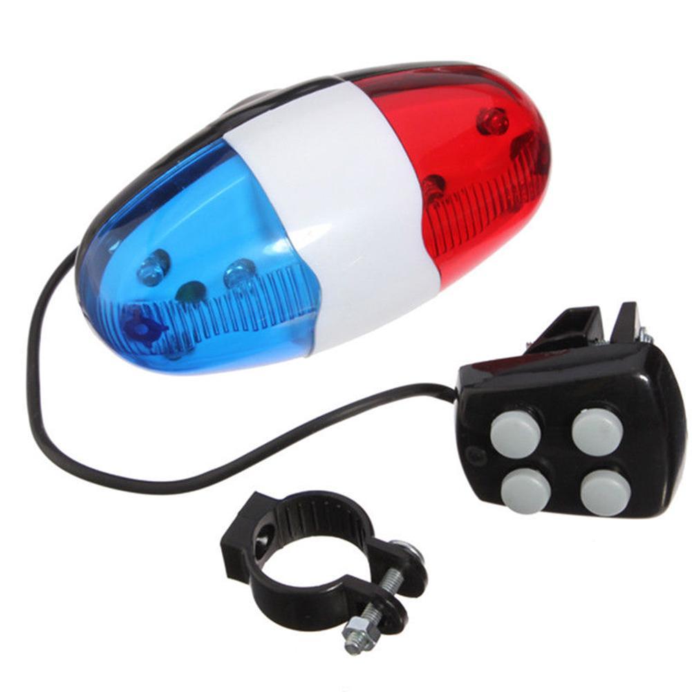 6 LED 4 Tone Sounds Bicycles Bell Police Car Light Electronic Horn Siren for Kid Children Bike Scooter Cycling Lamp Accessories