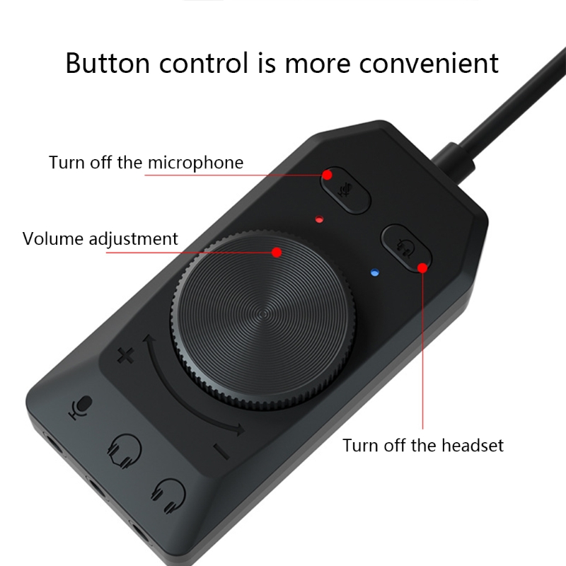 USB External Sound Card 7.1 Channel Virtual 3D Surround 3.5mm Audio Adapter Gaming Replacement for PC Desktop Notebook