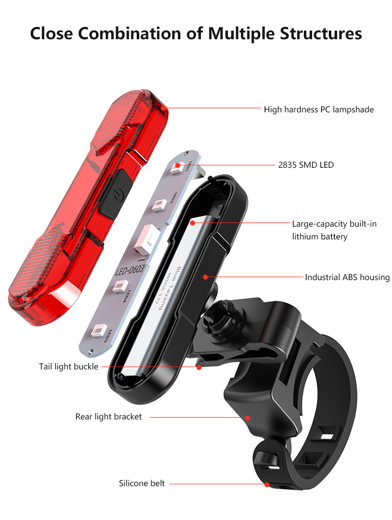 LED Bike Light Rear USB Rechargeable Lamp Cycling Safety Warning Taillight MTB Mountain Road Bicycle Tail-lamp Bike Accessories