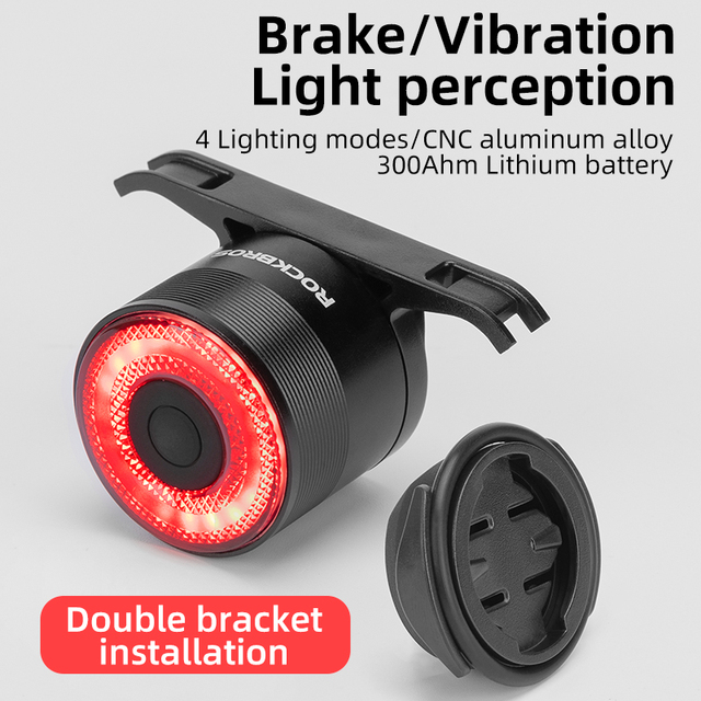 Smart Bicycle Rear Light Auto Start/Stop Brake Sensing IPx6 Waterproof USB Charge Cycling Tail Taillight Bike LED Light
