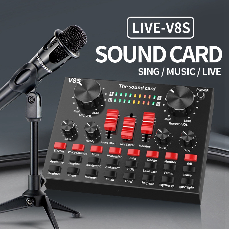 Bluetooth Professional Live Streaming Sound Card USB Interface Mixer DJ Sound for Recording Microphone Guitar