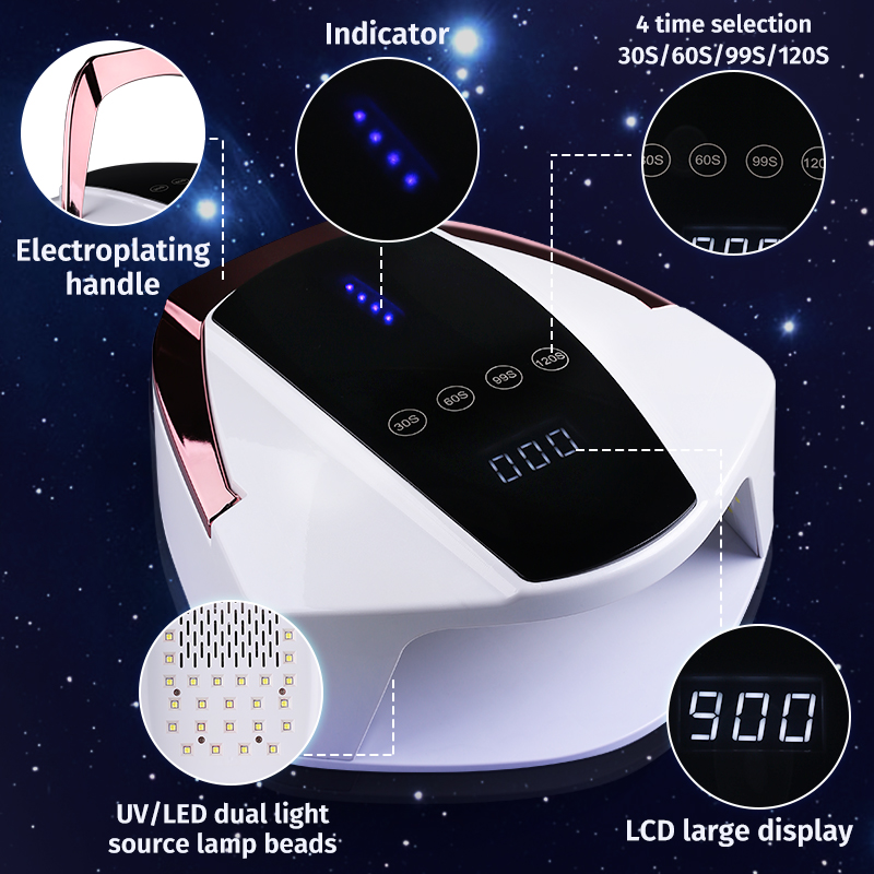 Wireless Rechargeable with 96W UV LED Lamp Nail Dryer Quick Drying Manicure Pedicure