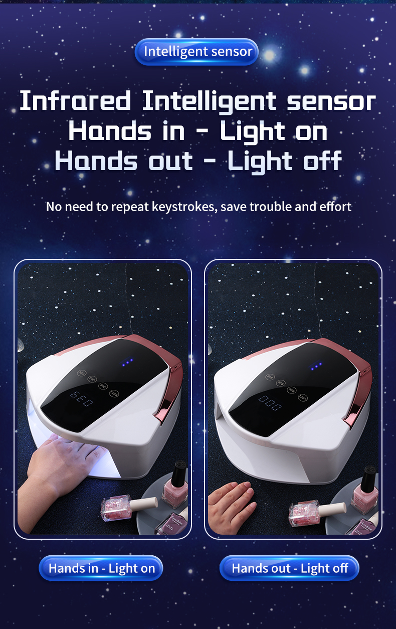 Wireless Rechargeable with 96W UV LED Lamp Nail Dryer Quick Drying Manicure Pedicure