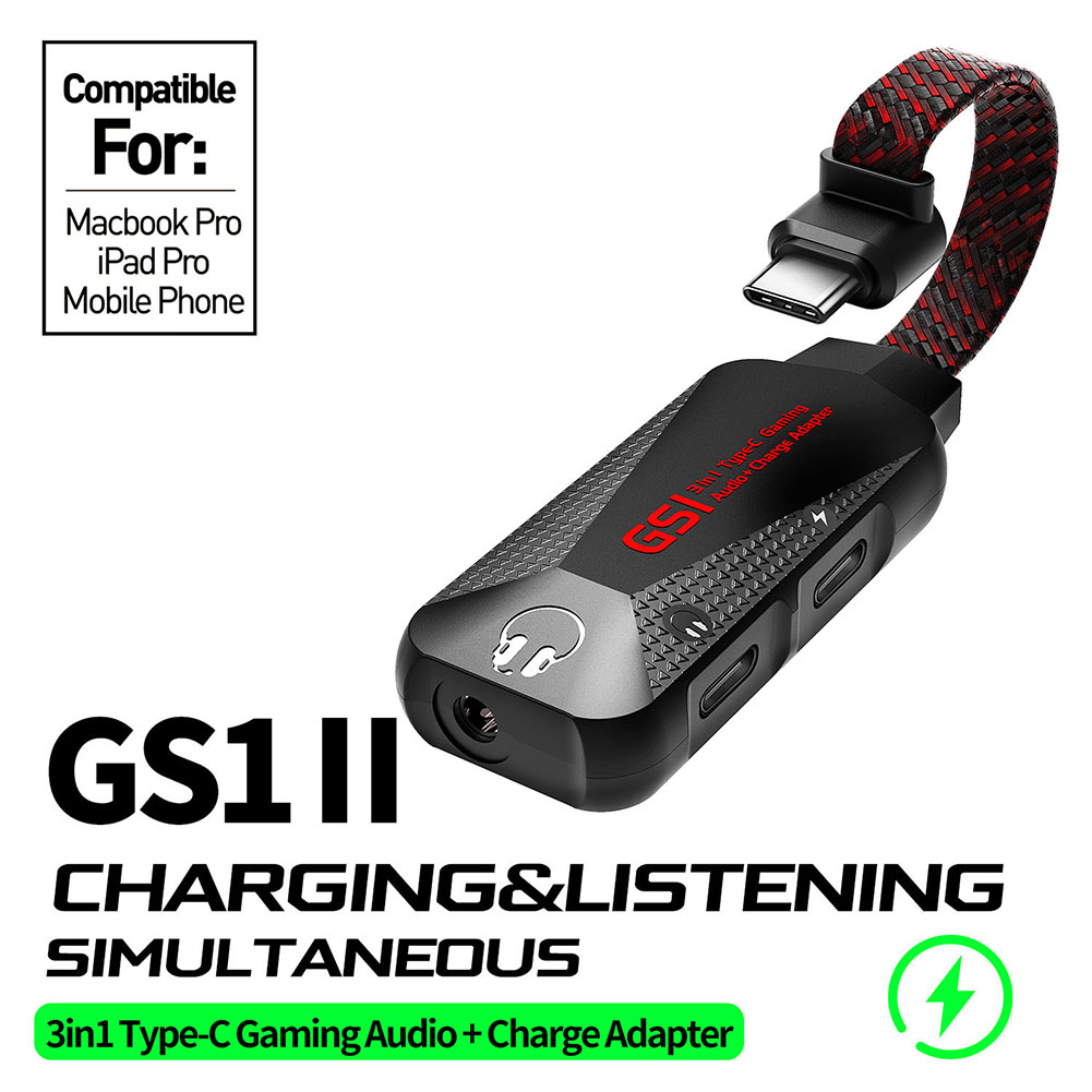 GS1 Hi-Res Mobile Gaming Sound Card Type C PD QC Fast Charging 3 in 1 game phone Sound Card Charger Adapter For Xiaomi Samsung