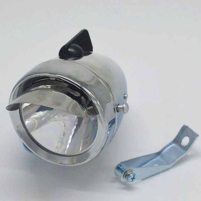 Metal Silver Bicycle 1 LED Headlight Headlamp Led Lamp Lumen with bracket Retro Bike Front Head Light Flashlight