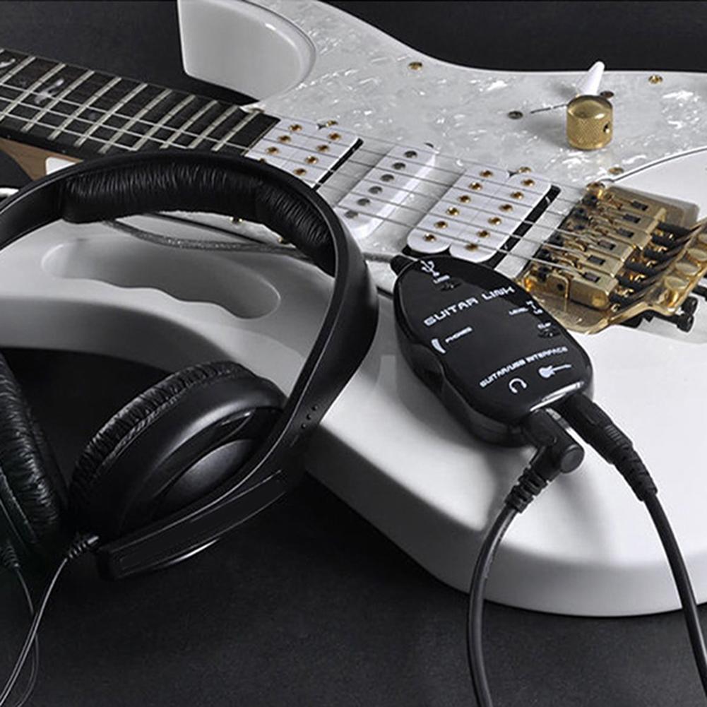 Guitar to USB Sound Player Sound Card Effector Interface Link Audio Cable Music Recording Adapter Support Windows XP/MacOS etc
