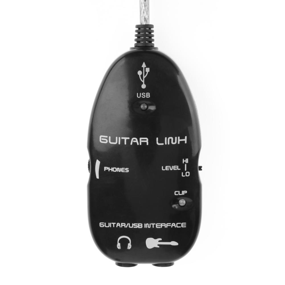 Guitar to USB Sound Player Sound Card Effector Interface Link Audio Cable Music Recording Adapter Support Windows XP/MacOS etc
