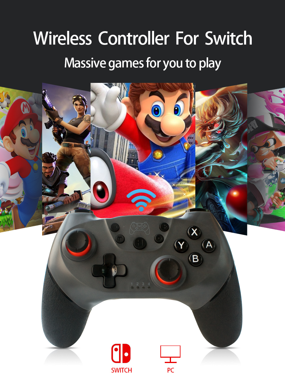 Wireless Gamepad for Nintendo Switch Bluetooth-Compatible Gamepad for NS-Switch Console Video Game USB Joystick Controller