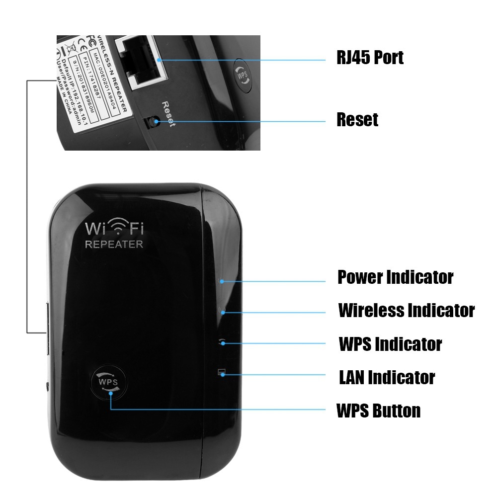 Wifi repeater signal amplifier 300M wireless routing network extender signal booster