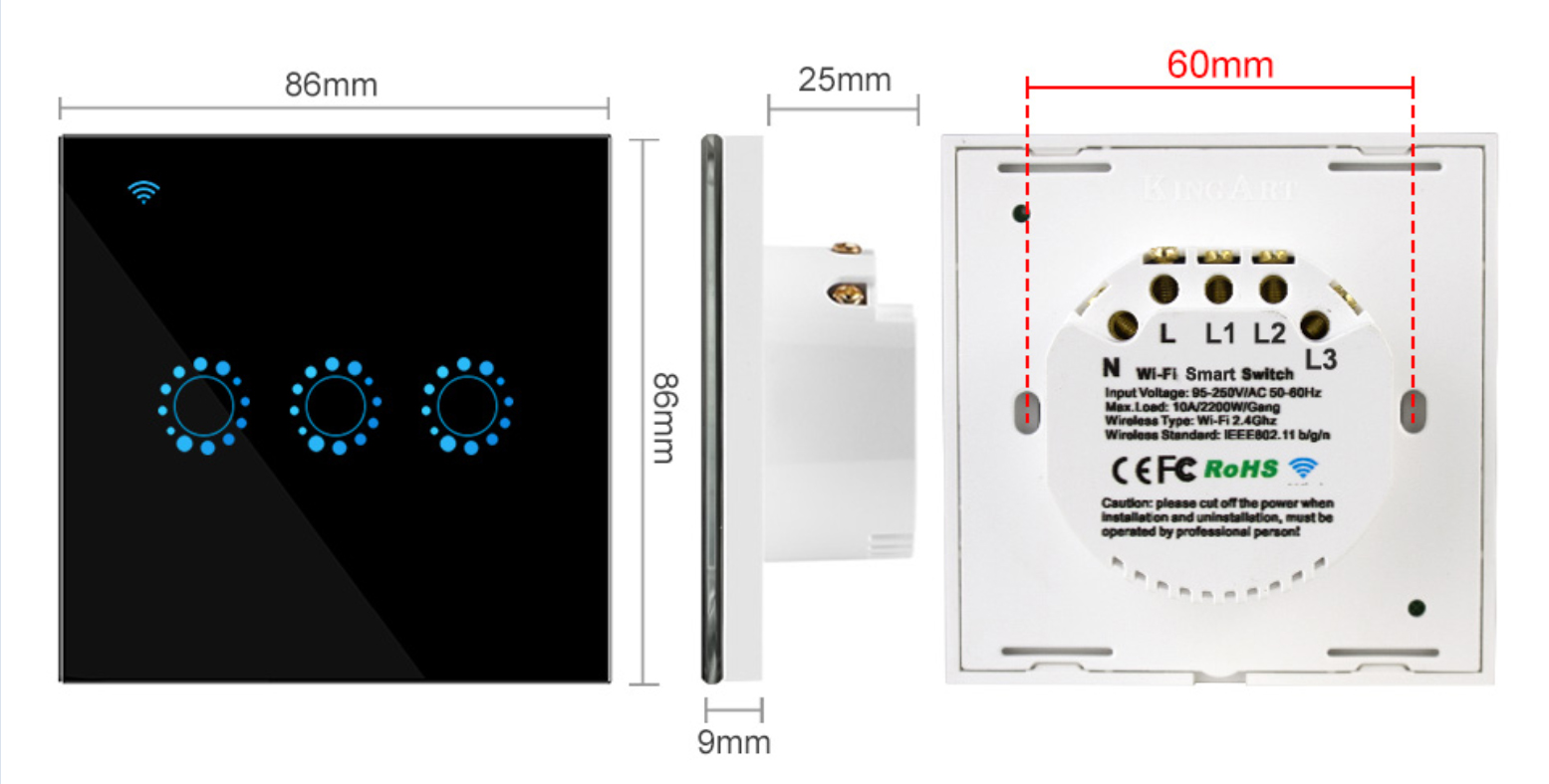 Standard Smart Touch  Tuya&amp E-welink APP support WiFi Remort Control wall Switch