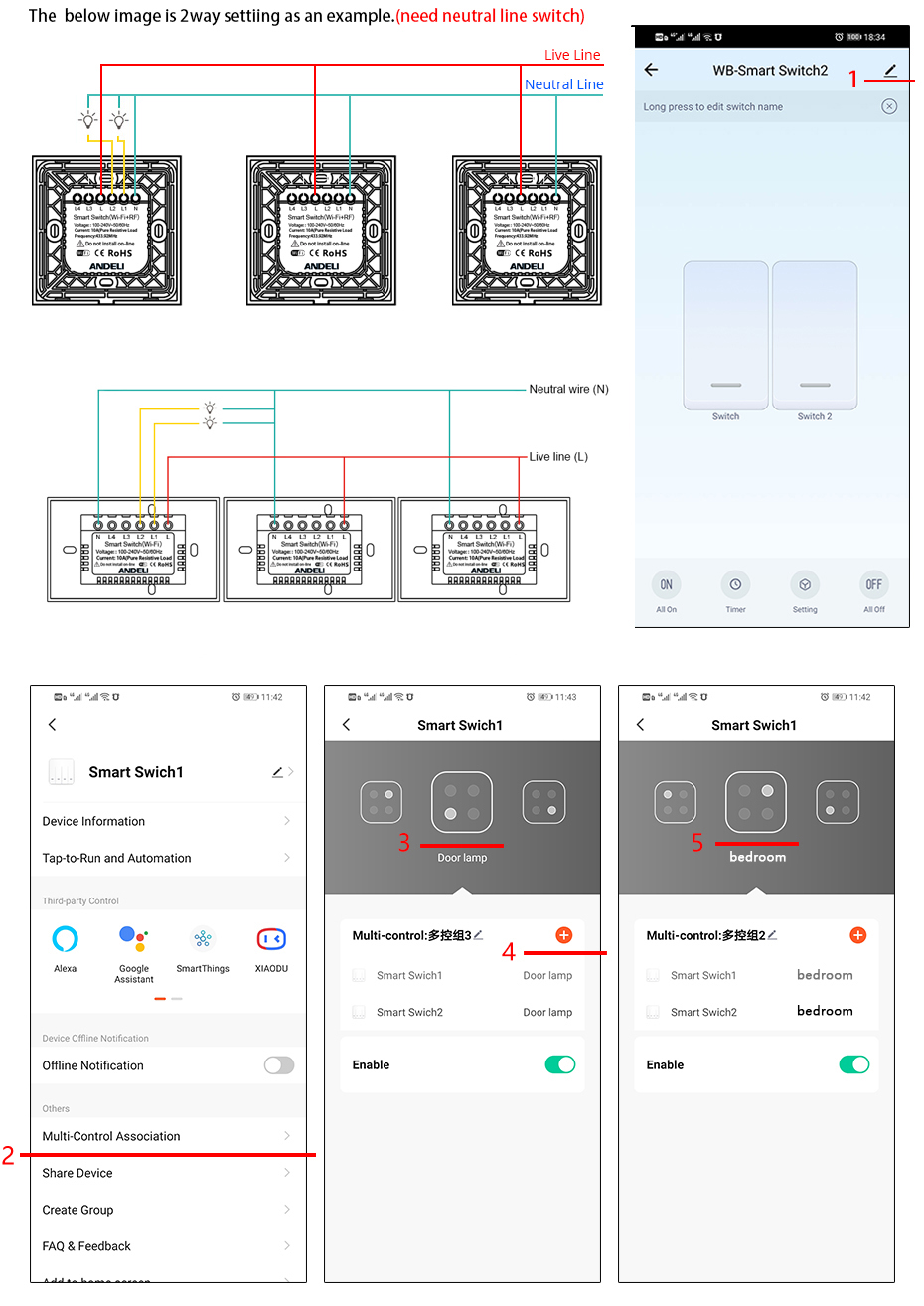 Standard Smart Touch  Tuya&amp E-welink APP support WiFi Remort Control wall Switch