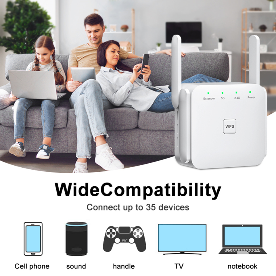 5G Wifi Repeater 5Ghz Wifi Extender Long Range 5 Ghz Wifi Signal Amplifier Wi fi Router Booster 2.4G 5G Wi-Fi Signal Amplifier