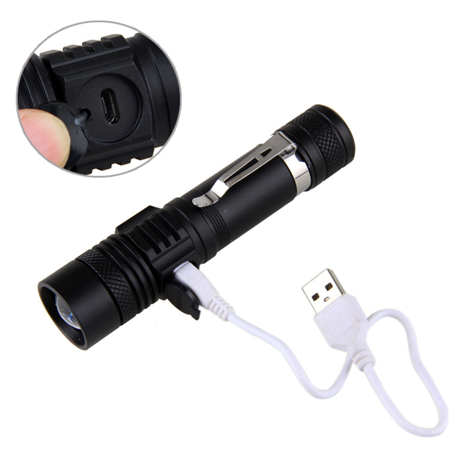 Lamp Beads Torch Zoomable 4 Lighting modes Multi-function USB charging Ultra Bright LED Flashlight