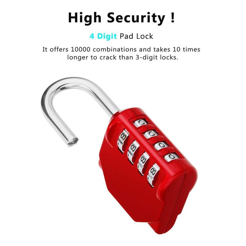 New Combination Lock 4 Digit Anti Rust Padlock Set Weatherproof Padlock Gate Outdoor Storage Lock