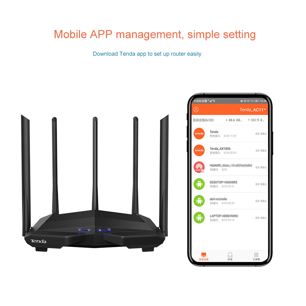 AC11 AC1200 Wifi Router Gigabit 2.4G 5GHz Dual-Band 1167Mbps Wireless Network Wi-Fi Repeater with 5 High Gain Antennas