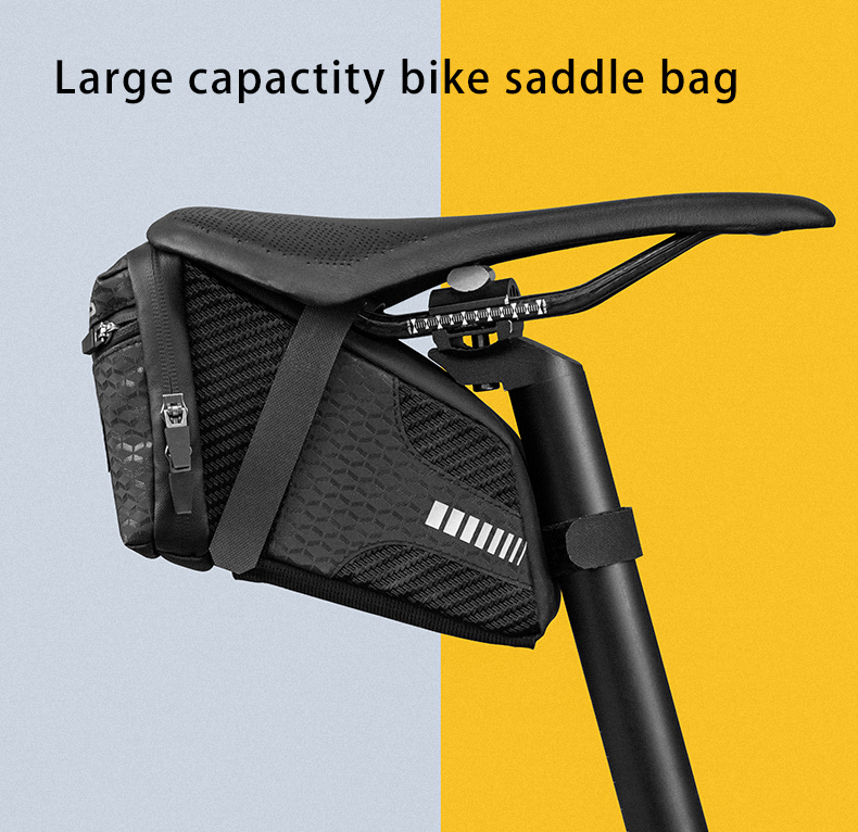 1.5L Bike Bag Large Capcaity Reflective Rear Saddle Bag Can Hang Taillight Durable  Storage MTB Bag Bike Accessories