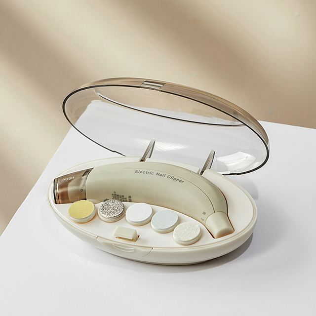 Portable Electric Baby Nail Clippers Trimmer Banana Kids Safe Manicure Pedicure Cutter Scissors Light Nail Care Set