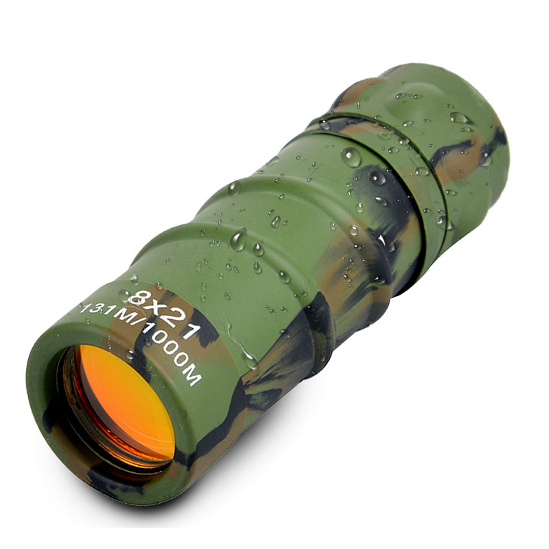 8X21 Monocular Telescope HD High Power Mini Pocket Powerful Red Film Low Light Night Vision Telescope for Outdoor Camping