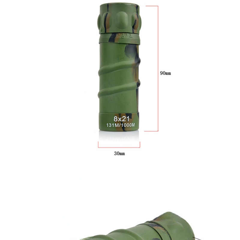 8X21 Monocular Telescope HD High Power Mini Pocket Powerful Red Film Low Light Night Vision Telescope for Outdoor Camping