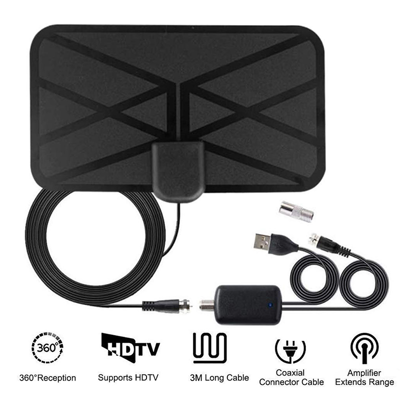 Digital TV Antenna Indoor HDTV Amplified Signal Booster Receiver 4K 1080P Indoor Aerial Flat Design