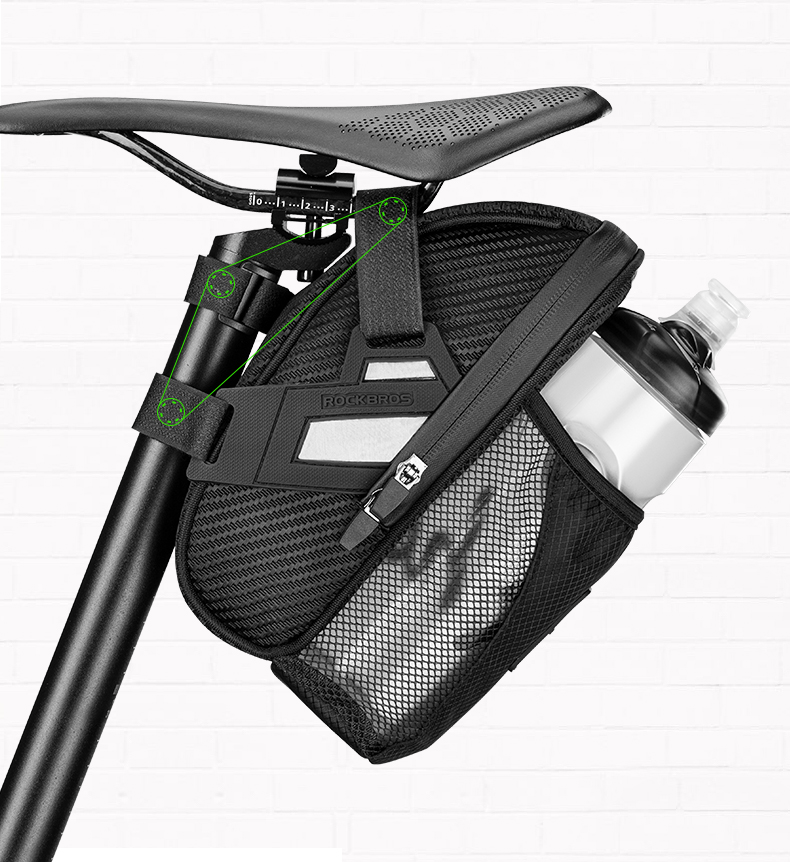Saddle Bag Double Zipper Reflective Large Capacity Water Tail Bag Bottle Pocket Bicycle Bag MTB Road Bike Accessories