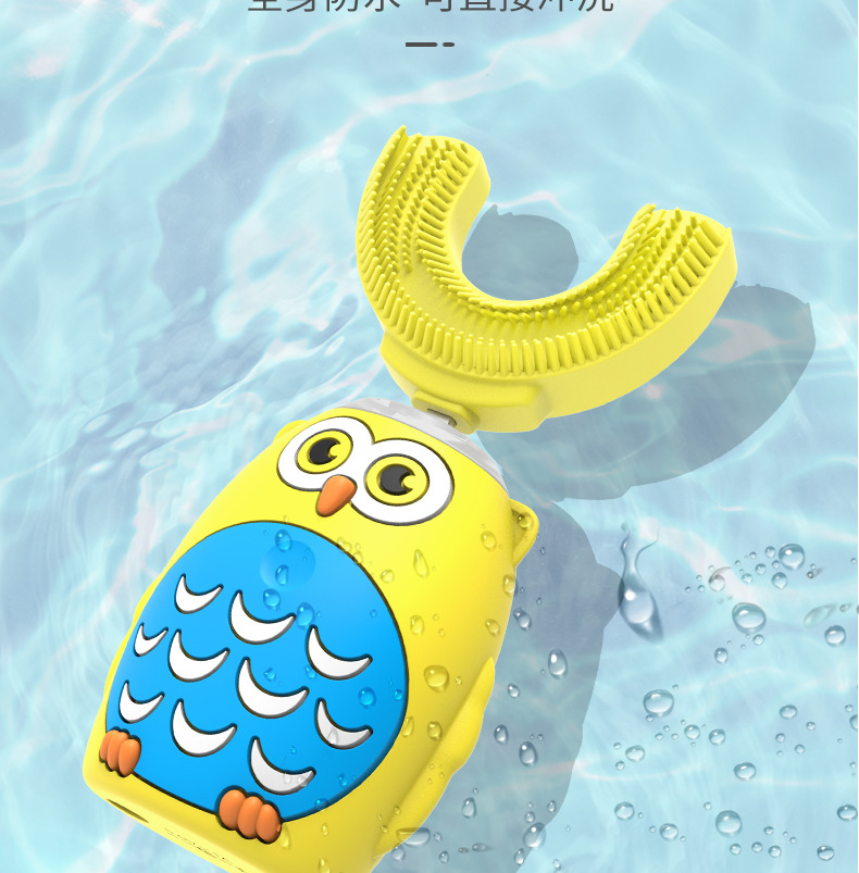 Kids Electric Toothbrush Children's Ultra Sonic Toothbrush with U- Shaped Brush Head Smart Timer Waterproof Cartoon Toothbrush