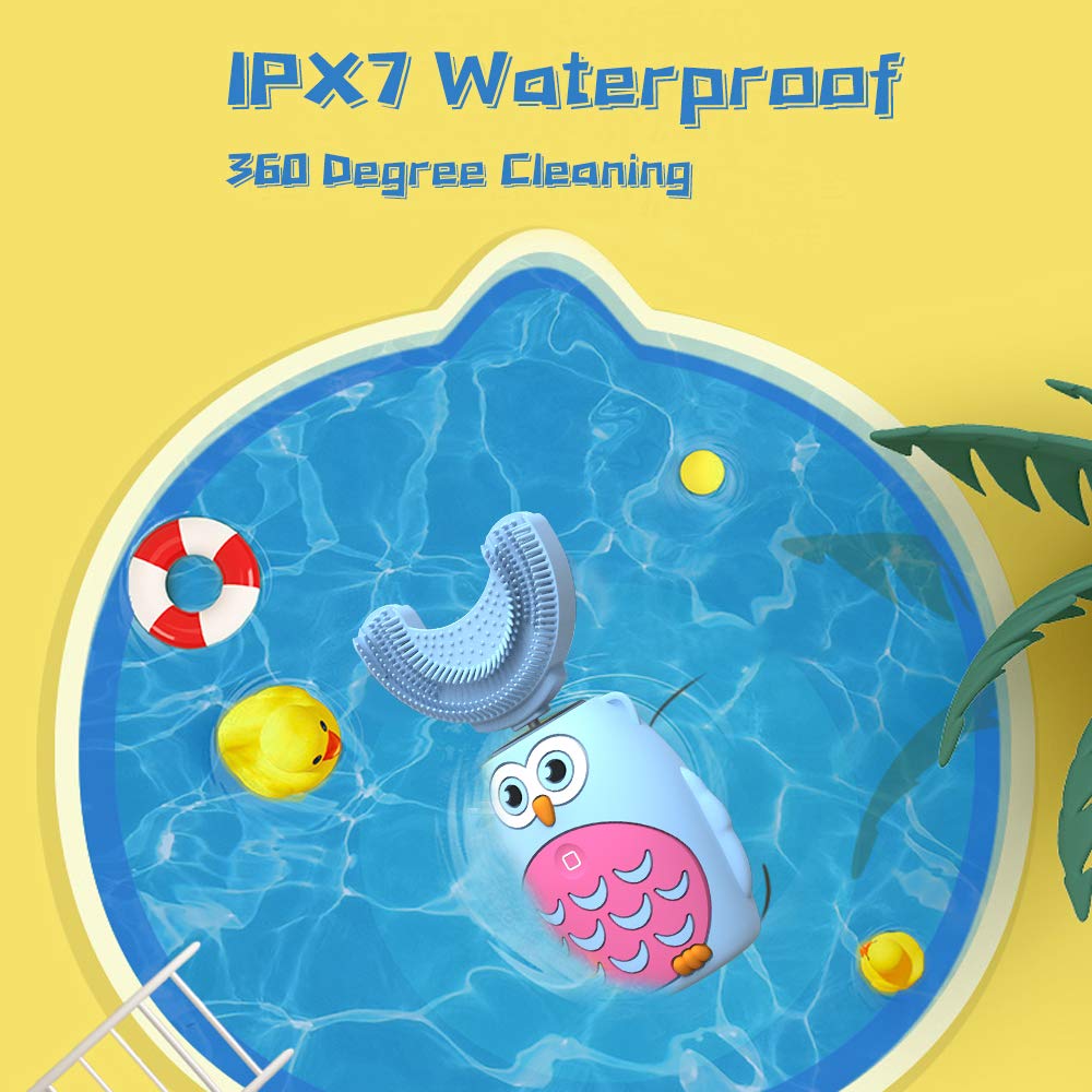 Kids Electric Toothbrush Children's Ultra Sonic Toothbrush with U- Shaped Brush Head Smart Timer Waterproof Cartoon Toothbrush