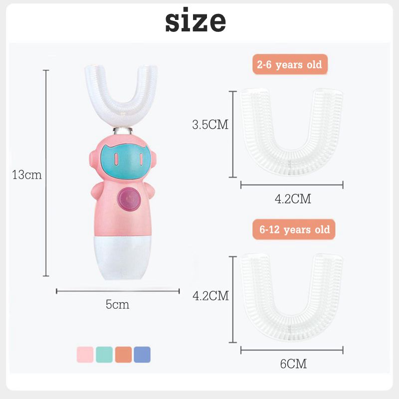 Cartoon 360 Degrees Children Automatic Electric Toothbrush Spaceman U Shaped Food Grade Silicon Teeth Brush For Kids XioMi Gift