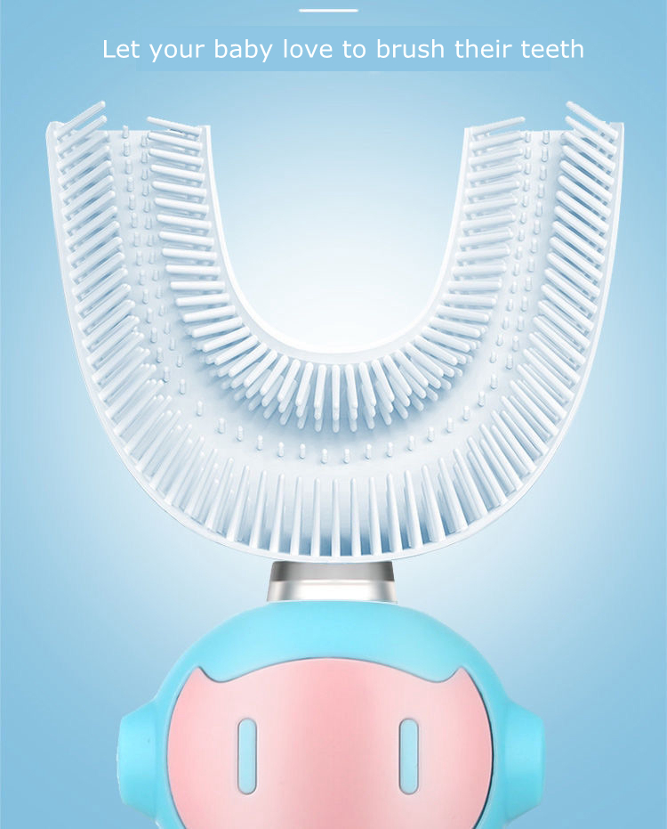 Cartoon 360 Degrees Children Automatic Electric Toothbrush Spaceman U Shaped Food Grade Silicon Teeth Brush For Kids XioMi Gift