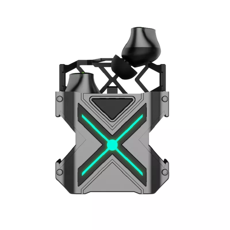 Newest TWS Gaming Earphones In-Ear Earbuds with LED Light Charging Box Sport Music Earphone  Exclusive Necklace Metal Shell Char